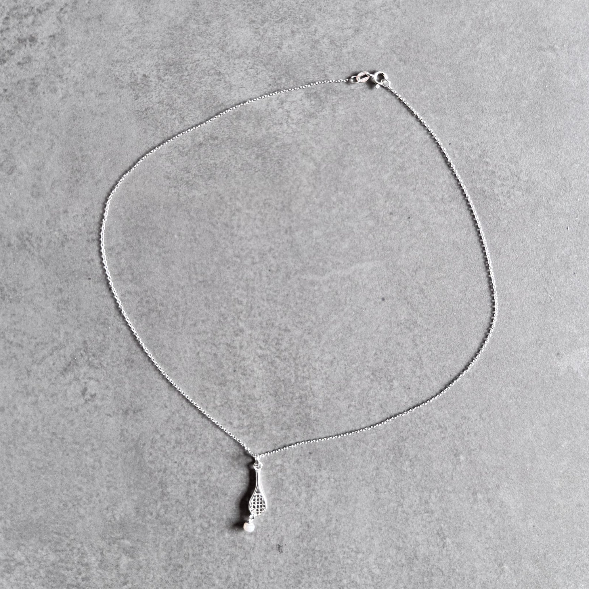 Tennis racket pendant necklace in sterling silver by By Wue