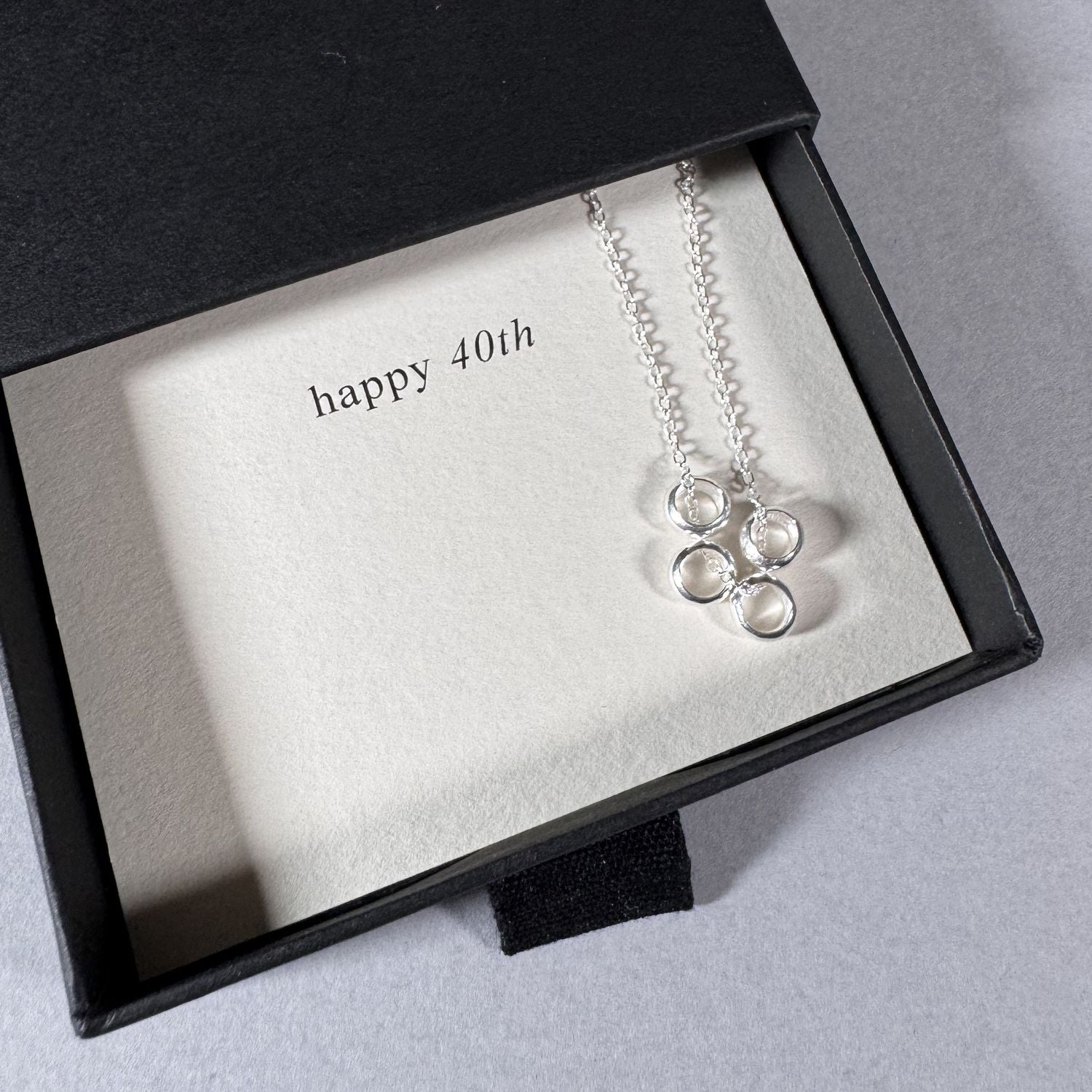 40th Birthday Necklace in a By Wue gift box with message card