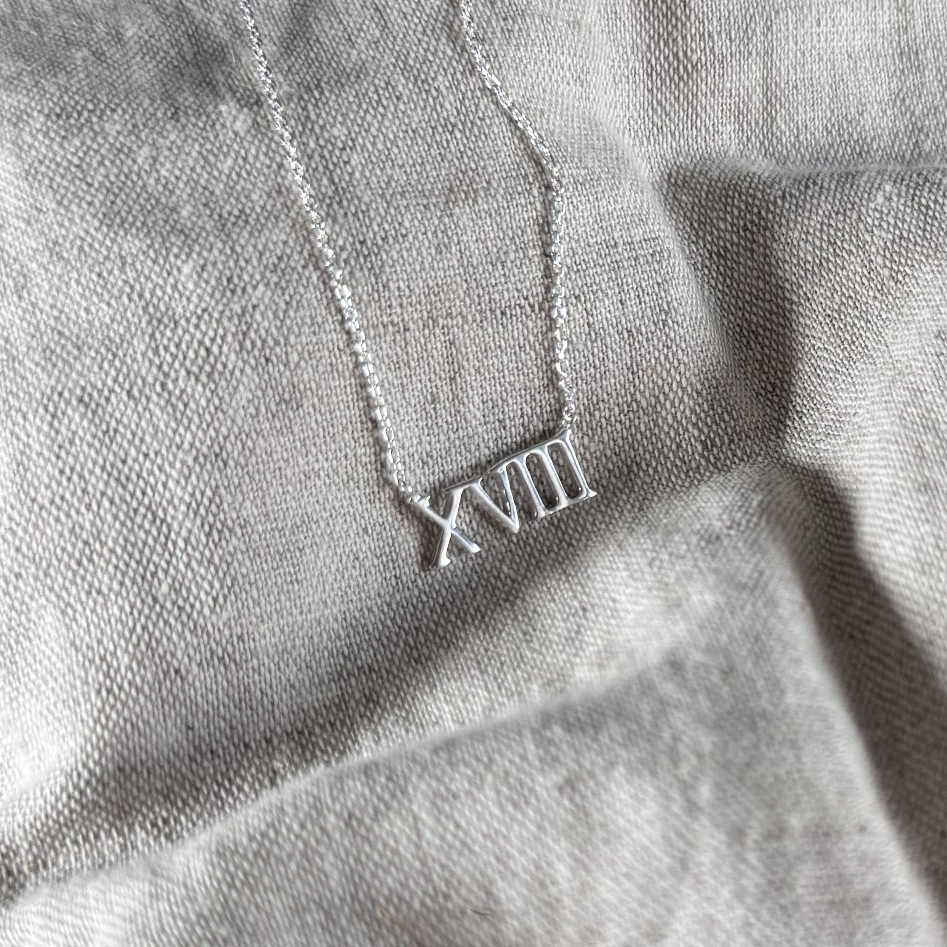 18th Birthday Roman Numeral Necklace