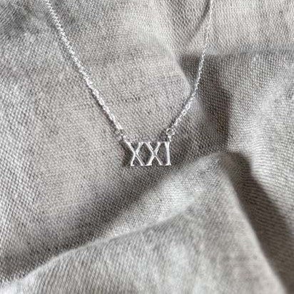 21st Birthday Roman Numeral Necklace