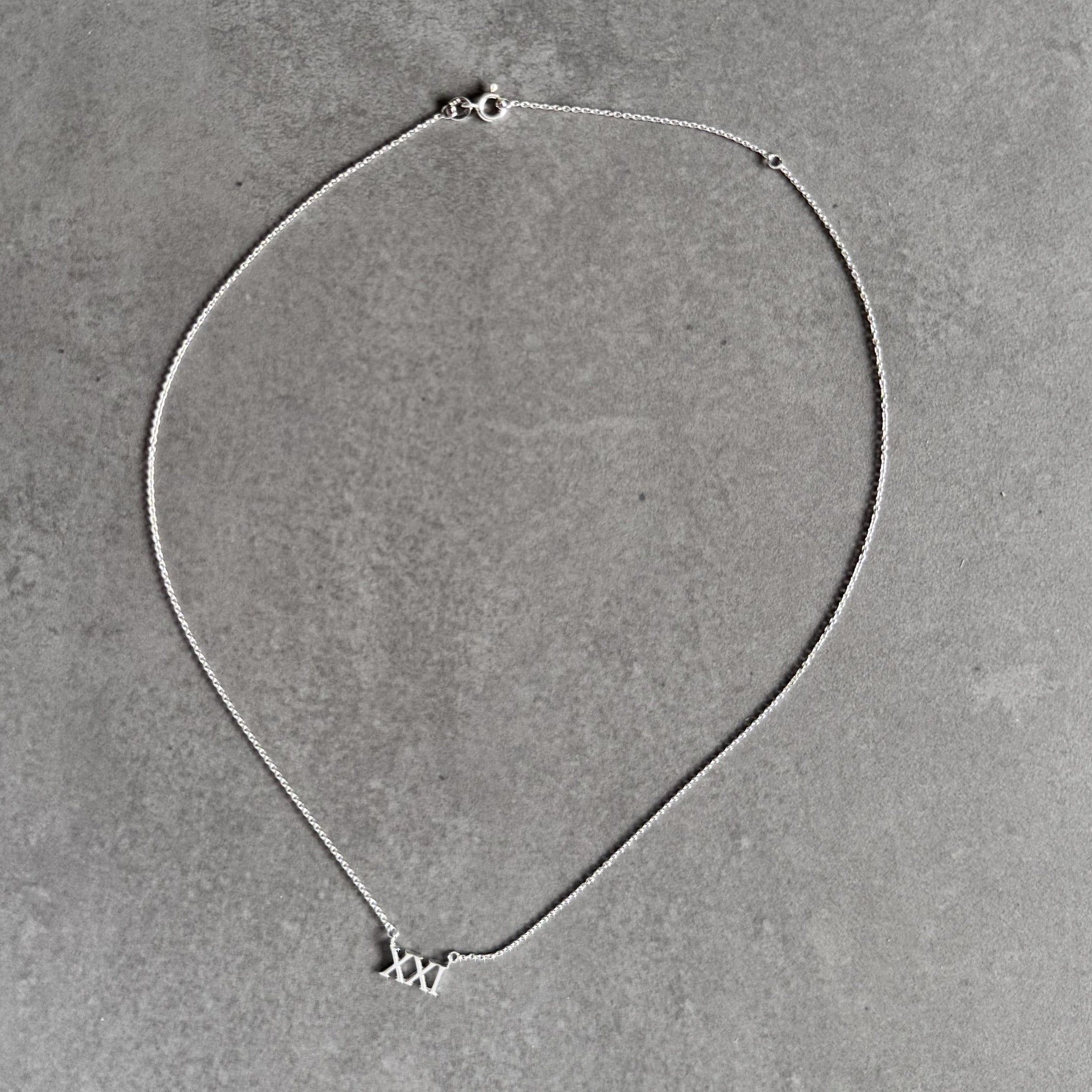21st birthday Roman numeral necklace in sterling silver by By Wue