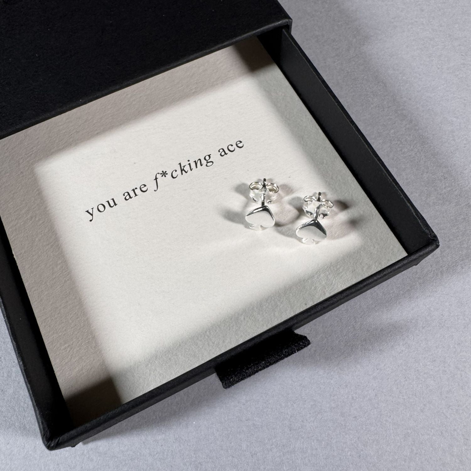 Ace of Spades Earrings in a By Wue gift box