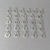 By Wue sterling silver initial charms, A to Z