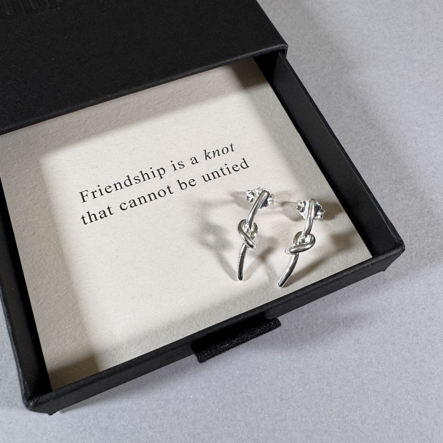 Bar Knot Earrings in a By Wue gift box