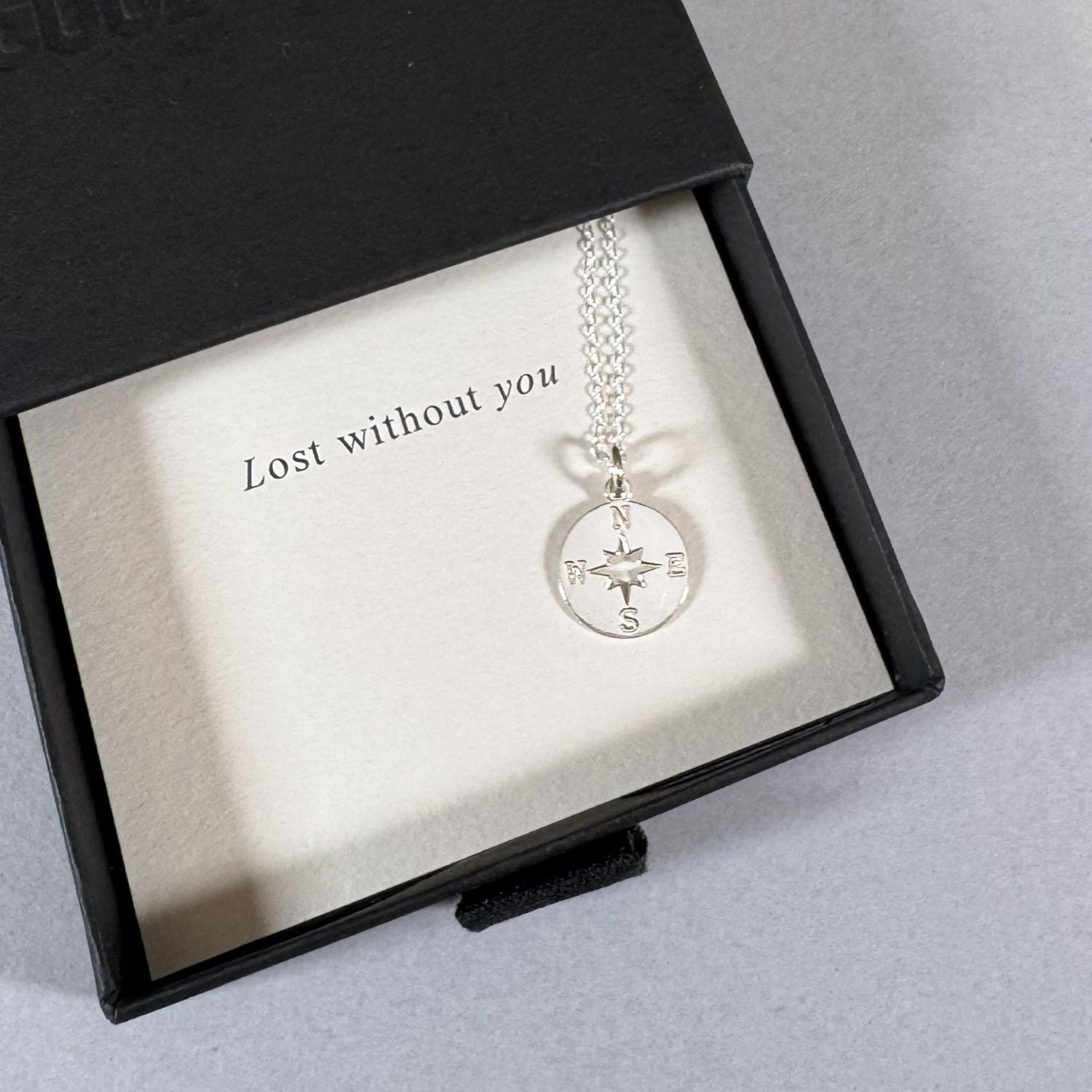 Compass Necklace in a By Wue gift box with message card