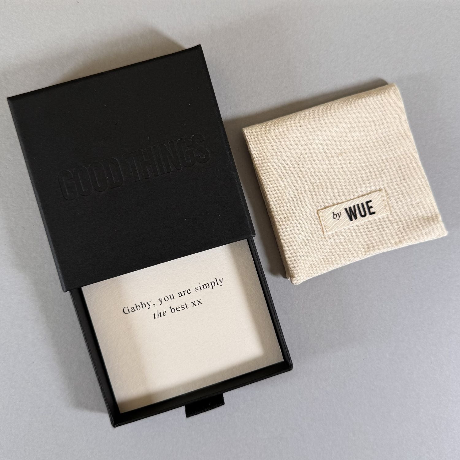 Custom message card in a By Wue gift box