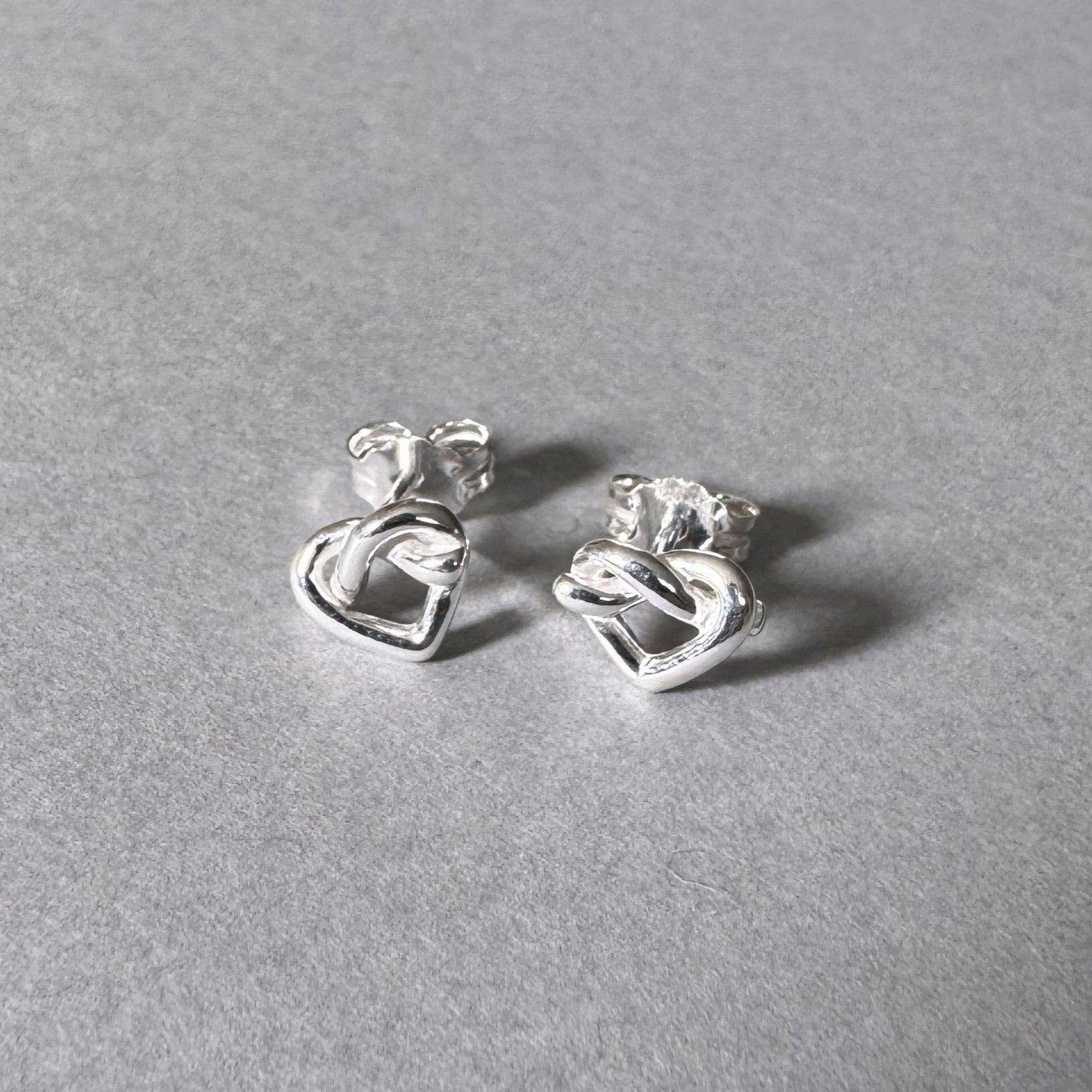 Heart Knot Earrings in sterling silver