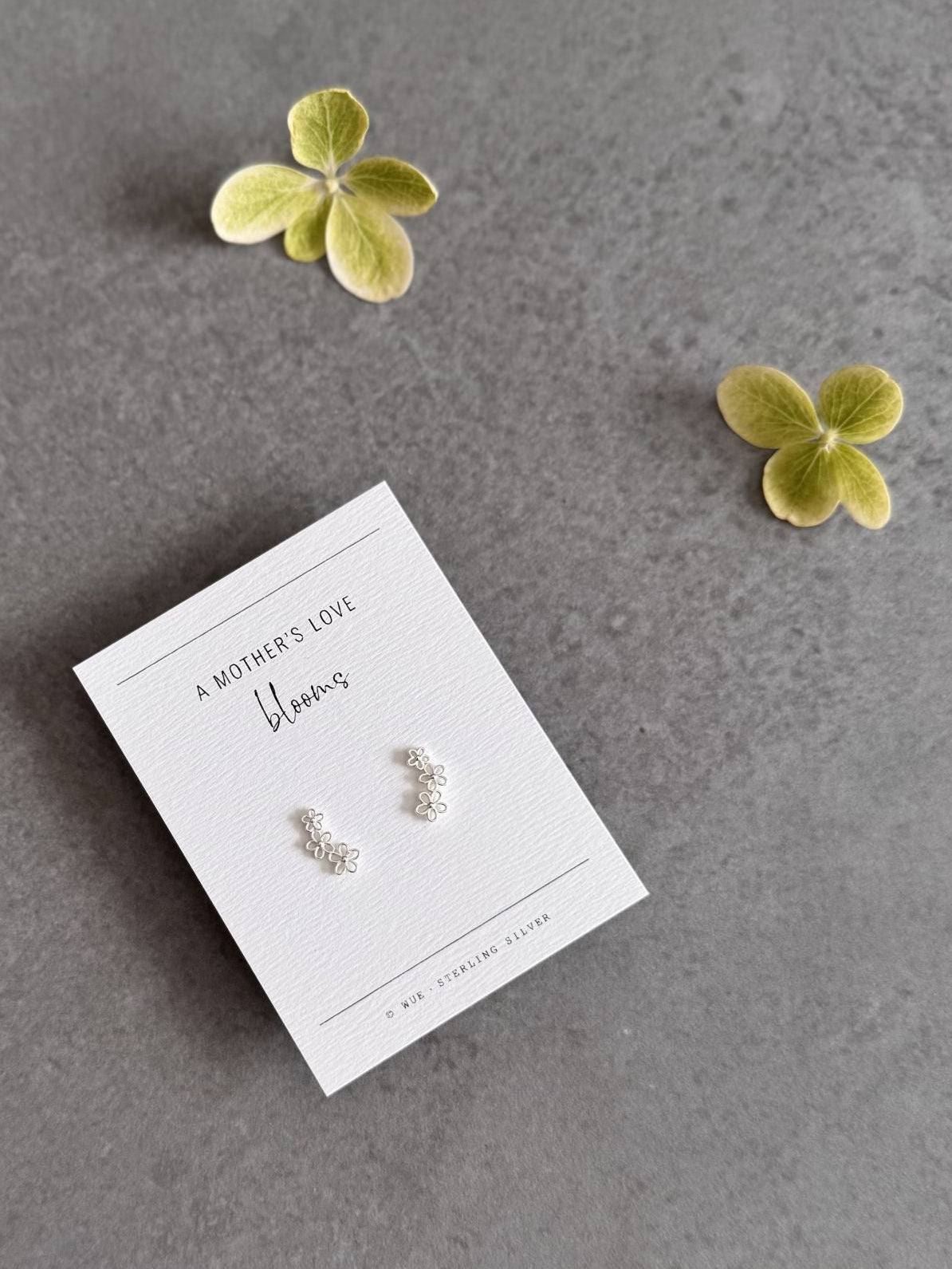 Mother's Love Sterling Silver Flower Climber Earrings