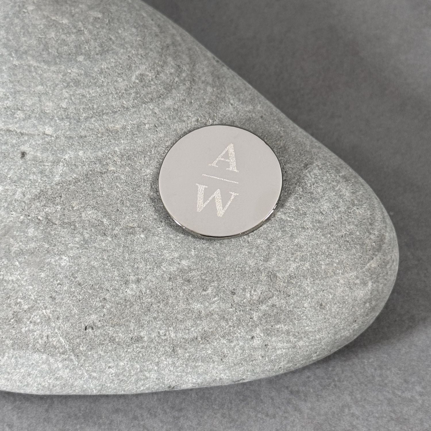 Initials Golf Ball Marker in stainless steel