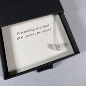 Knot necklace in a By Wue gift box with a friendship message card