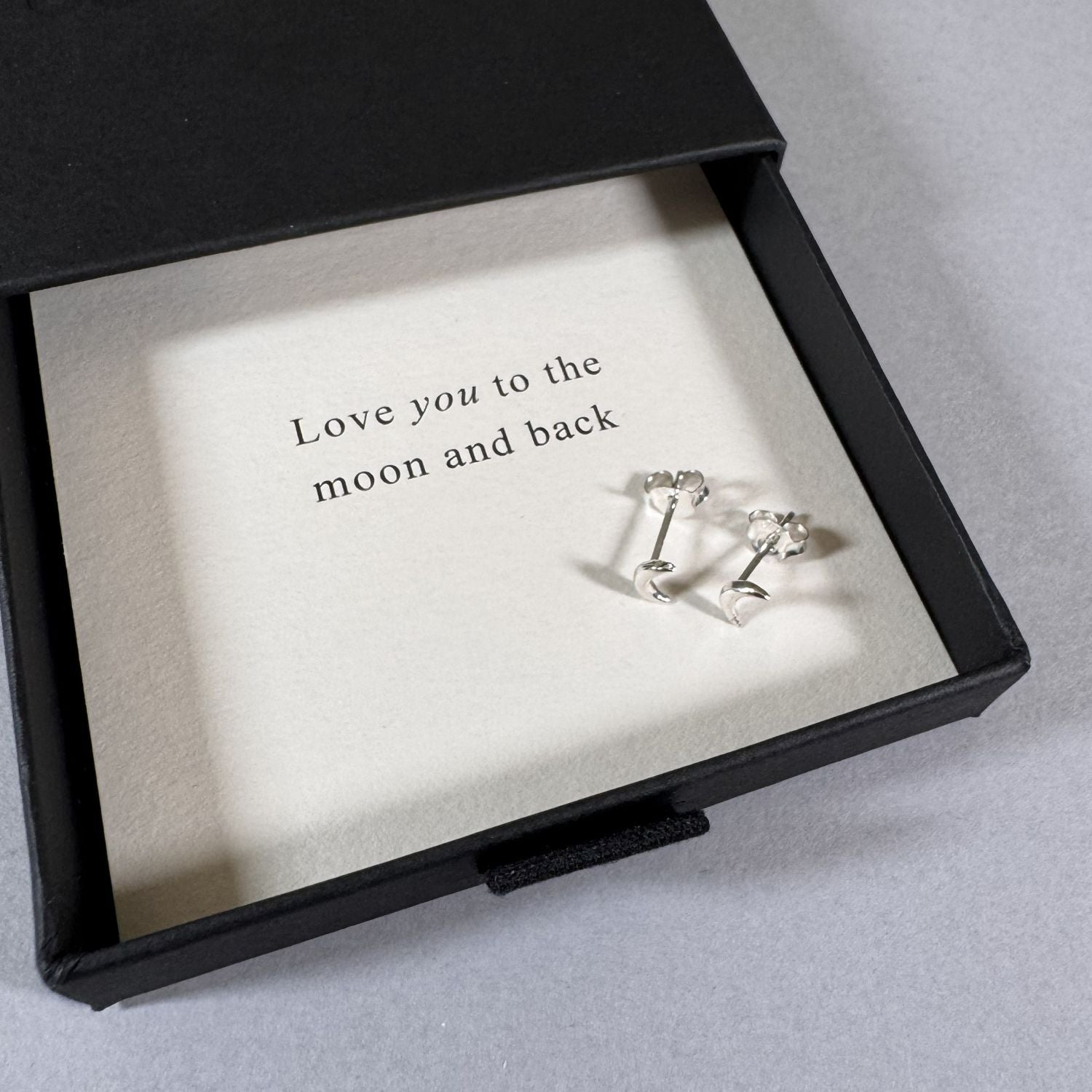 Moon Earrings in a By Wue gift box
