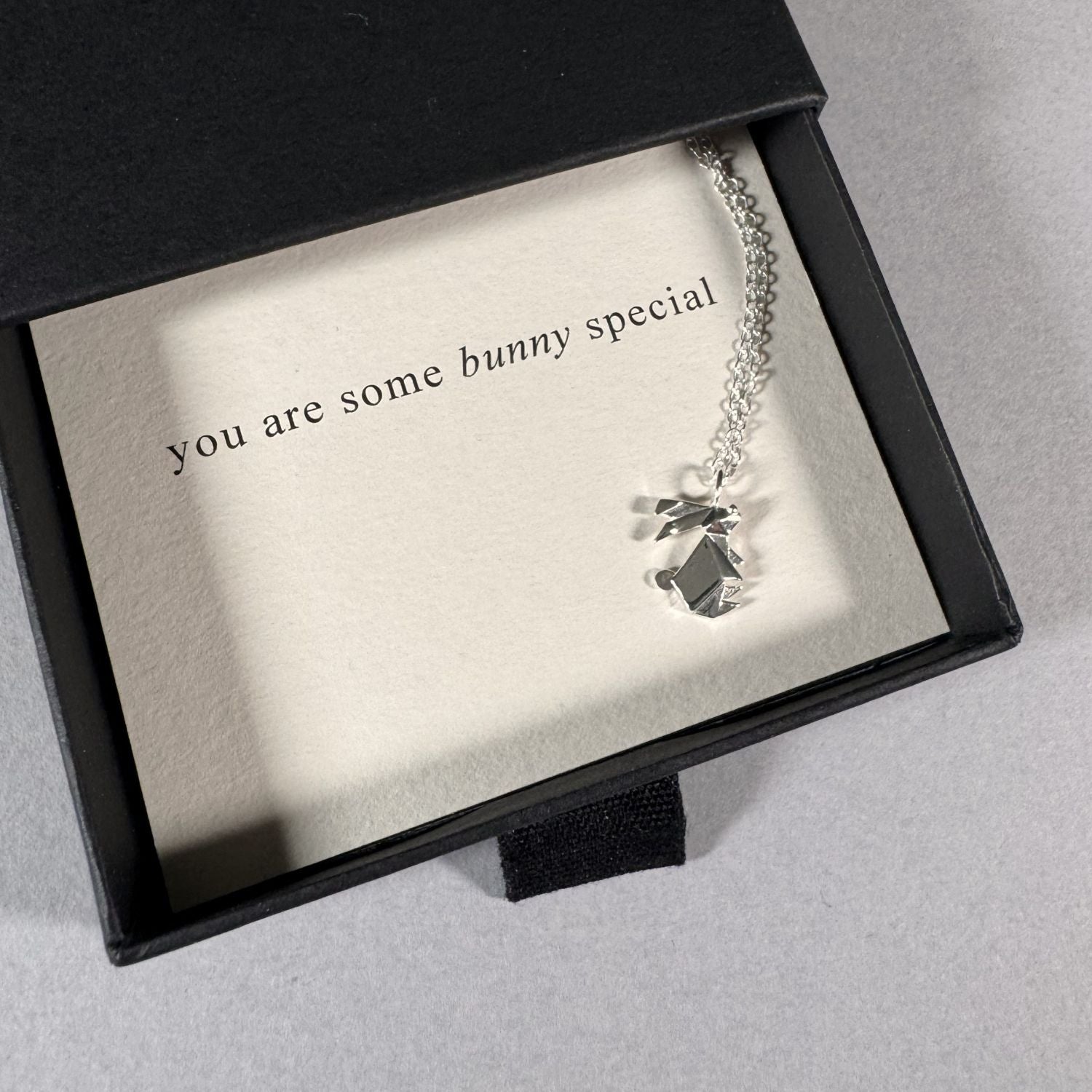 Origami Rabbit Necklace in a By Wue gift box