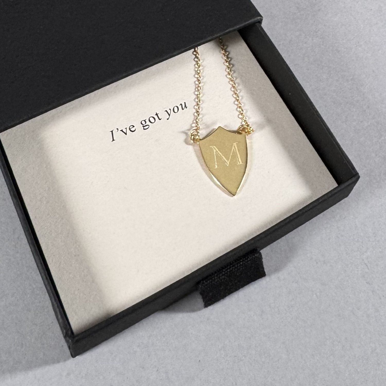 Monogram Shield Necklace in a By Wue gift box