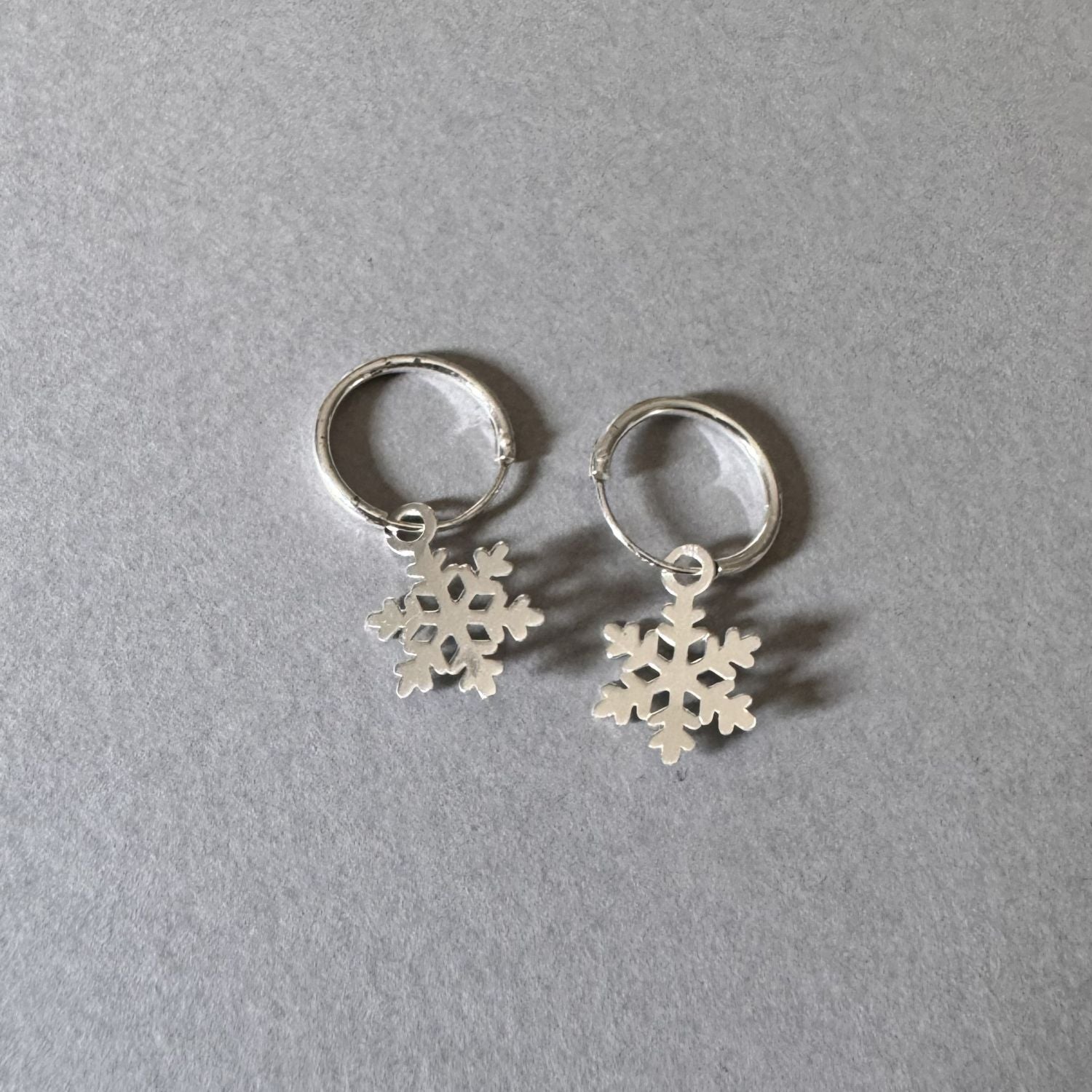 Snowflake Hoop Earrings in sterling silver