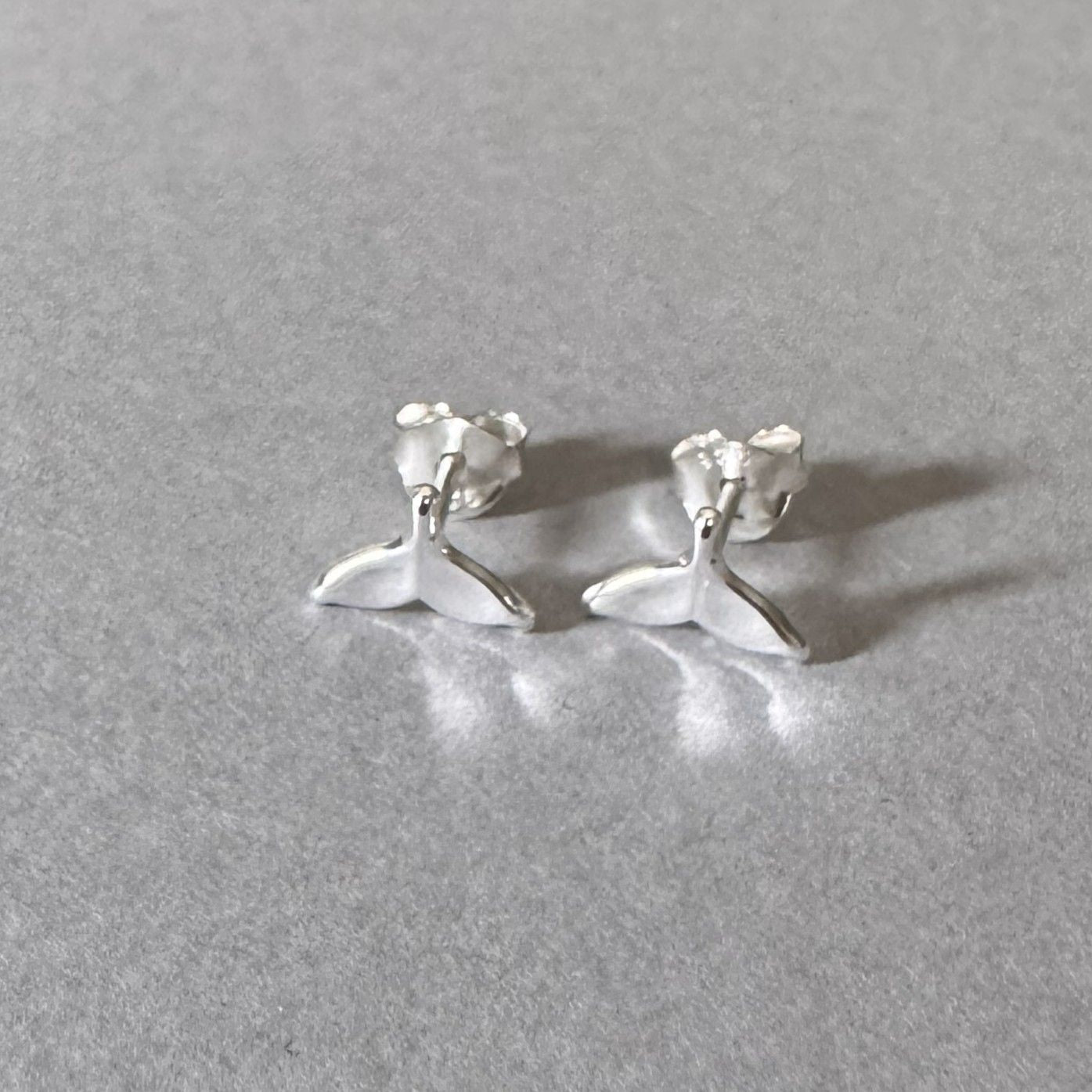 Whale Tail Earrings in sterling silver