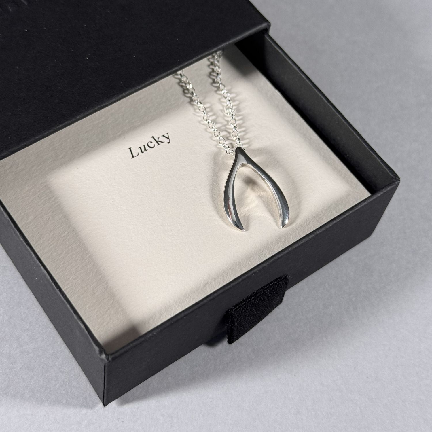Wishbone Necklace in a By Wue gift box