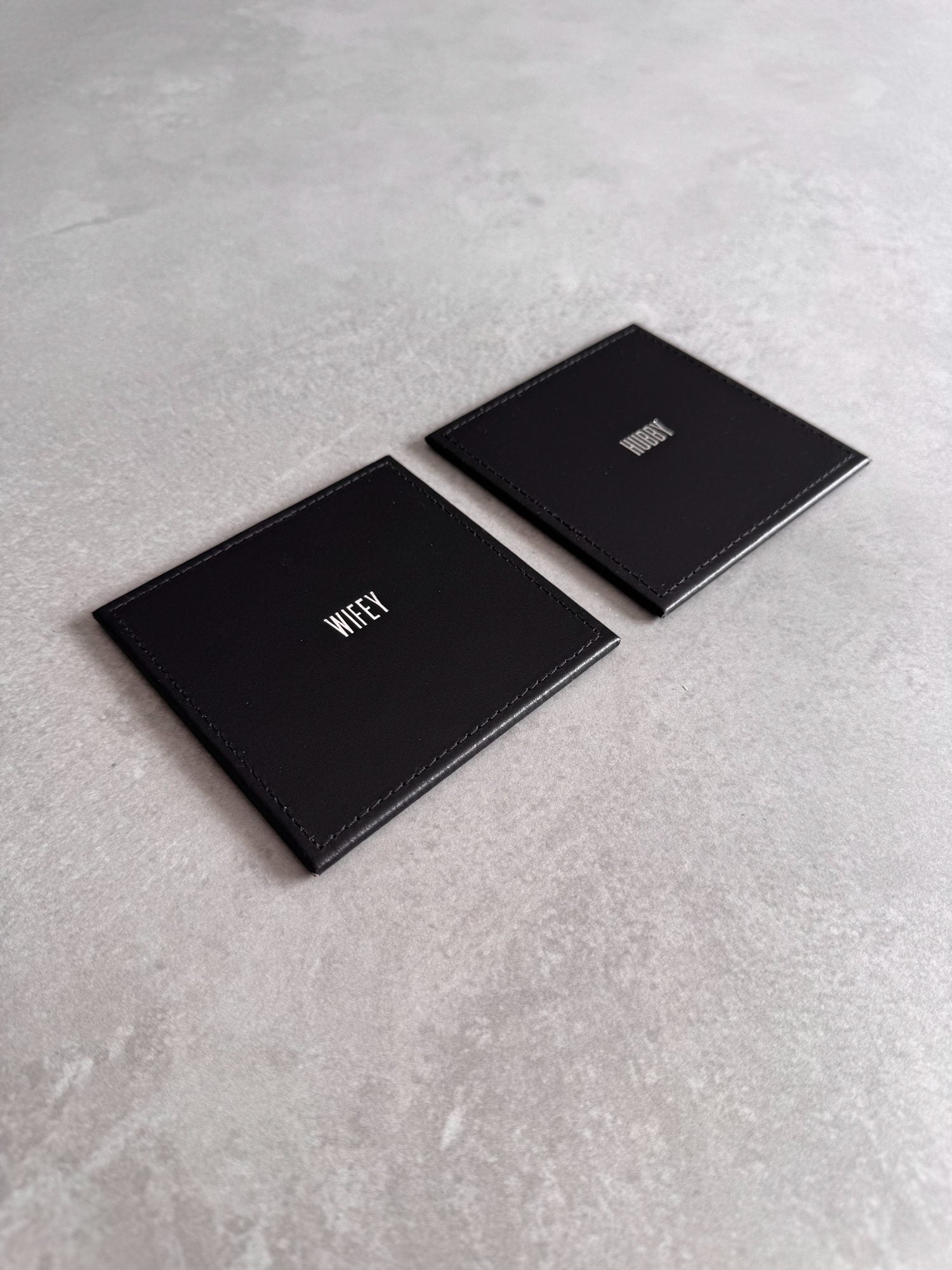 Hubby & Wife Leather Coaster